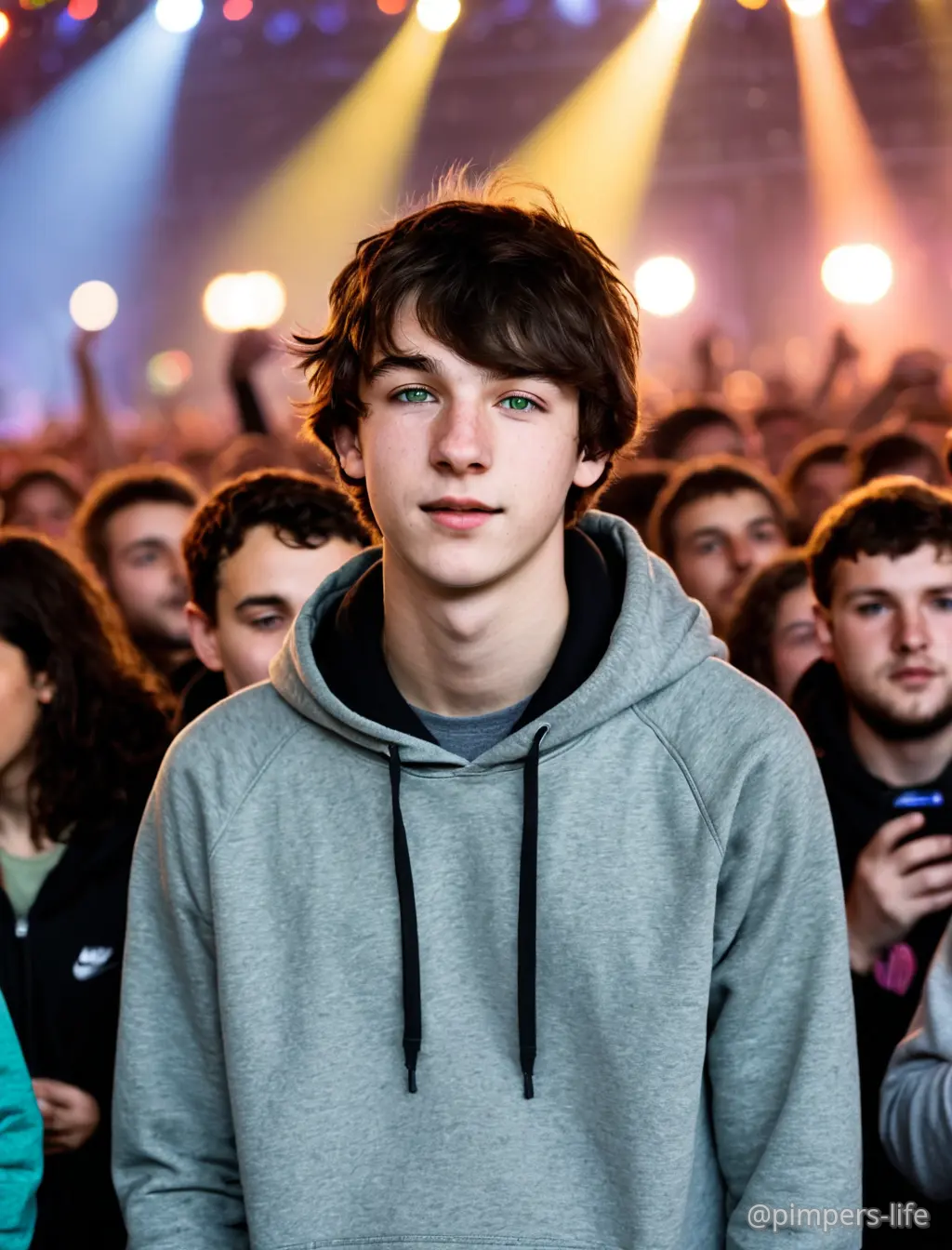 At his favourite band concert.